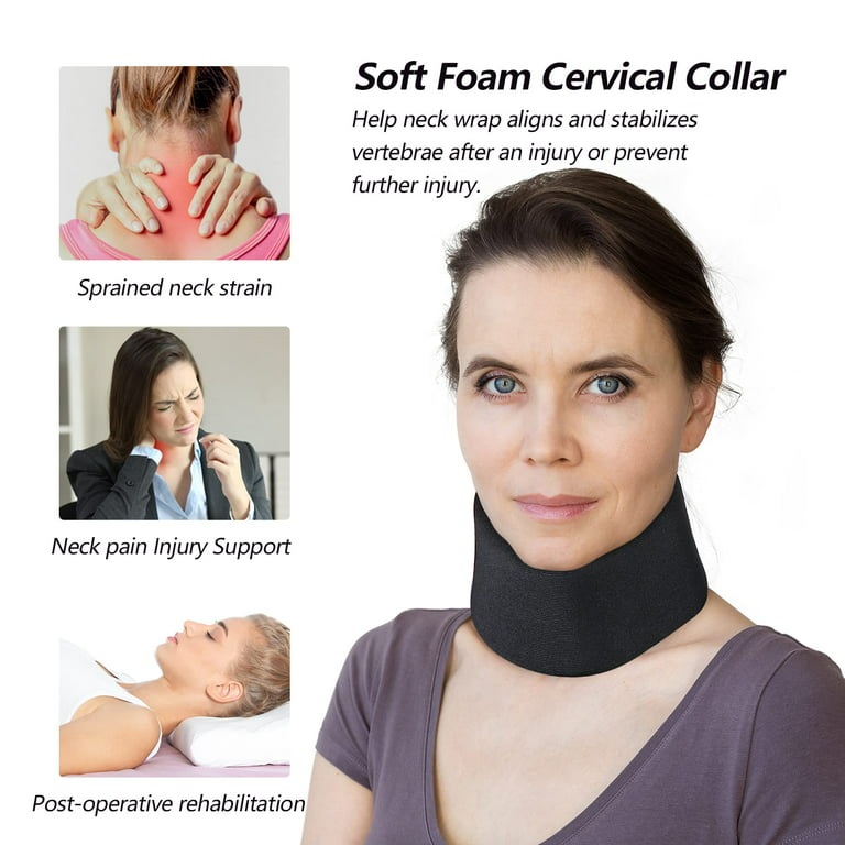 Sherry Soft Foam Neck Brace Universal Cervical Collar, Adjustable Neck  Support Brace for Sleeping - Relieves Neck Pain and Spine Pressure, Neck  Collar After Whiplash or Injury (Black, 3 Depth Collar, 