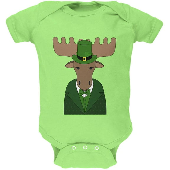 St. Patrick's Day Irish Leprechaun Moose Soft Baby One Piece Key Lime 18-24 M