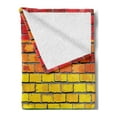 thumbnail image 2 of Brick Wall Soft Flannel Fleece Throw Blanket, Flag of Gay Pride Movement Painted on Brick Wall Rainbow Colored Illustration, Cozy Plush for Indoor and Outdoor Use, 50" x 70", Multicolor, by Ambesonne, 2 of 5