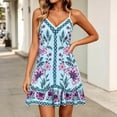 thumbnail image 3 of DISKEBUISS Boho Dresses for Women Fashion Print Adjustable Spaghetti Strap Dress Summer Casual & Beach Vacation, 3 of 5