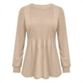 thumbnail image 3 of miqiqism Great discounts！Women's Pleated Shirts Casual Crewneck Pullover Tops Solid Loose Tunic Shirts Comfy Soft Long Sleeve Tops Fall Bottoming Shirt,Solid_Khaki,X-Large, 3 of 4