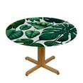 thumbnail image 3 of Nawypu Banana Leaf Tropical Palm Leaves Round Tablecloth Full Width Single-Sided Printing White, 3 of 7
