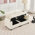 thumbnail image 5 of JUSTLET Velvet Loveseat Sofa Couch with Storage, 2 Seater Modern Couch with Storage Arm and Cup Holders for Living Room Bedroom Office Apartment, Beige, 5 of 7