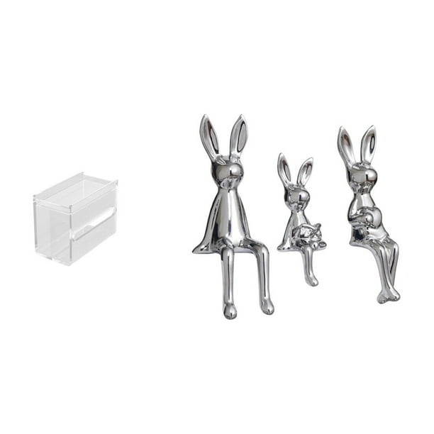 Dispensador de papel higiénico y portarrollos de papel higiénico con forma de familia de conejitos, de acrílico moderno, con figura escultórica para d
