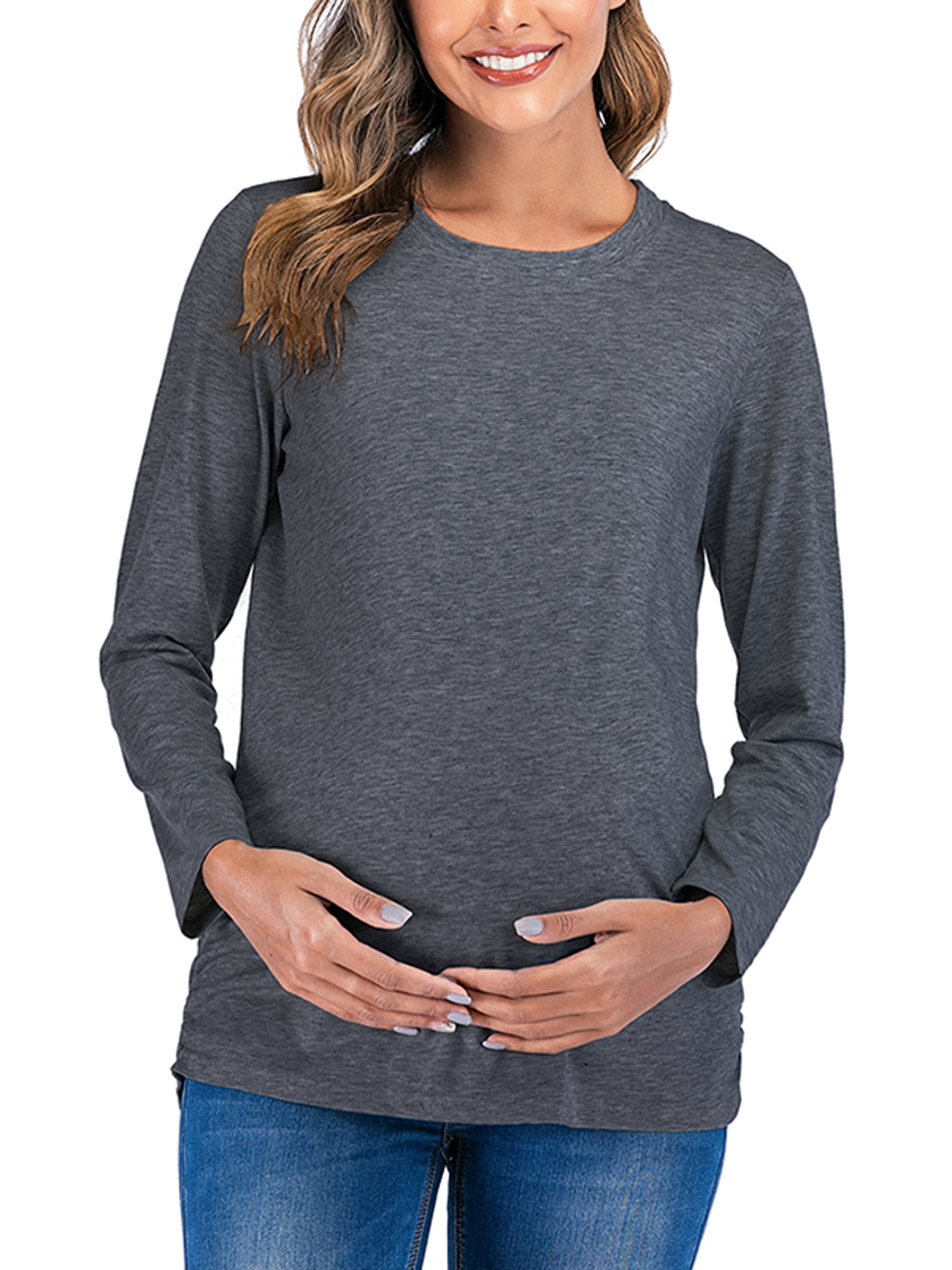 Wodstyle - Women's Pregnant Maternity Long Sleeve Tee Casual Plain ...