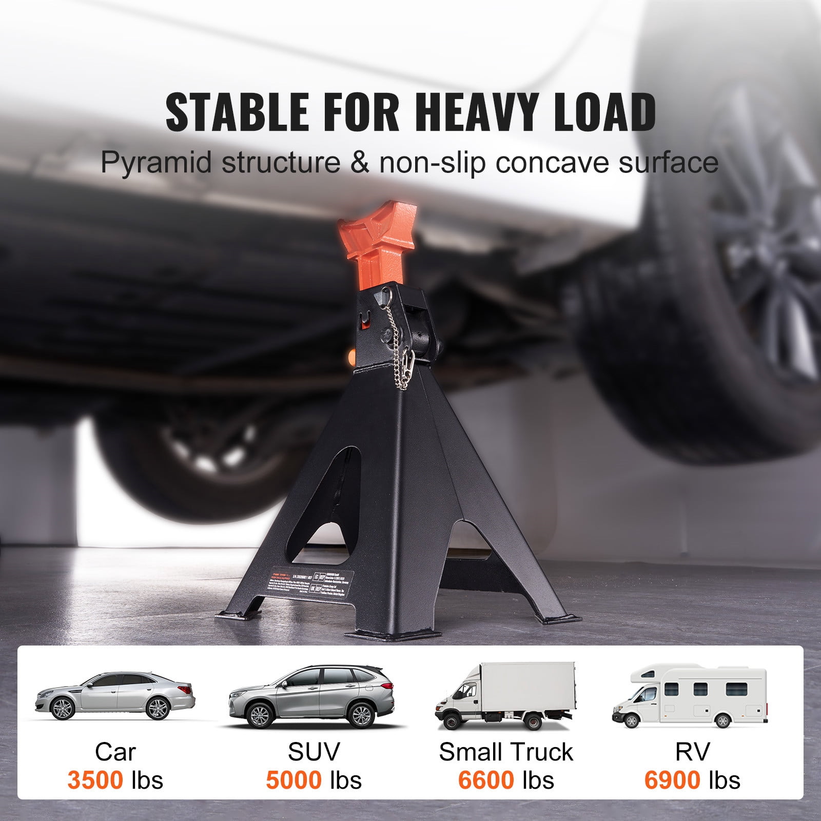 BENTISM Jack Stand 6T (13000 lbs) Capacity Steel Adjustable Car Lifting Jack Stands with Double Locking for SUV MPV Sedan 1 Pair