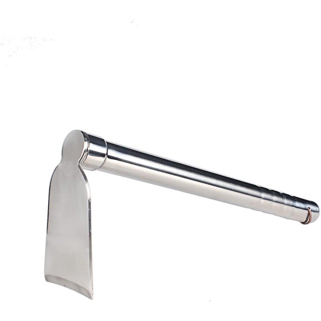 Azada de jardín de acero inoxidable, herramienta manual de Metal resistente a la intemperie ligera de 15 pulgadas de longitud para deshierbar, sembrar y girar el suelo
