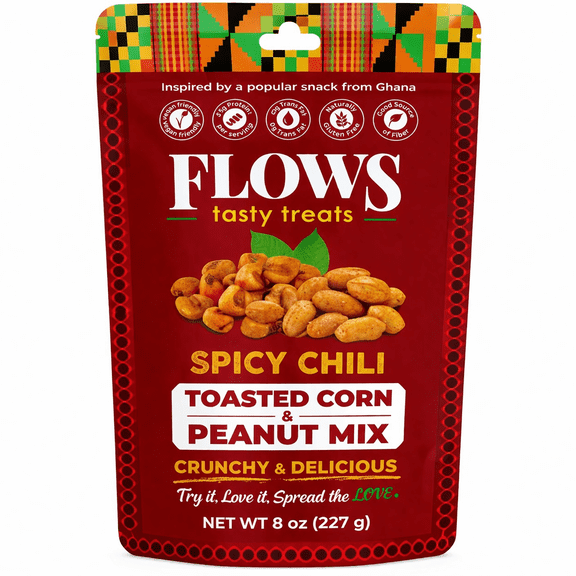 Flows Tasty Treats Toasted Corn and Peanut Mix High Protein Snack - Spicy Chili Flavor (8oz)