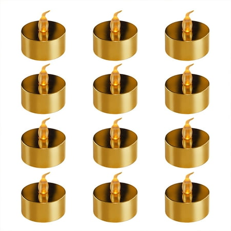 - LumaBase Battery Operated Gold or Silver Plated LED Tea Light Candles,12 Count
