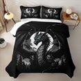 thumbnail image 2 of Metsweet Magic Dragon Twin Quilt Set, Gothic Animal Twin Coverlet Set, Black Blue Gray, 2 of 7