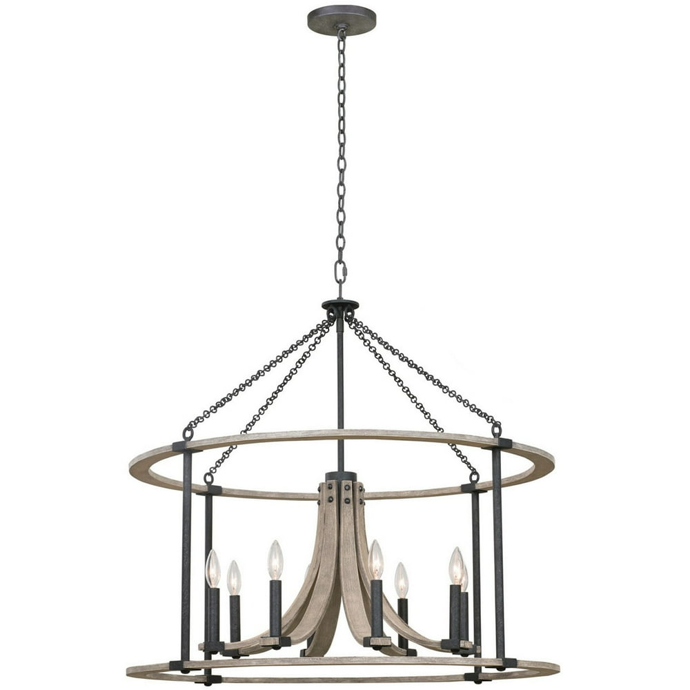 Pendants 8 Light Fixtures With Natural Iron Finish Steel/Wrought Iron