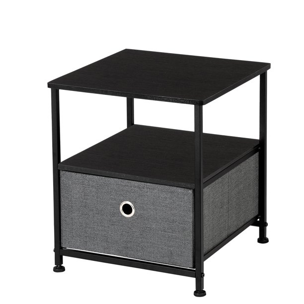 Julam Nightstand 1 Drawer Shelf Storage Bedside Furniture Accent End Table Chest For Home Bedroom Office College Dorm Steel Frame Wood Top Easy Pull Fabric Bins Grey Walmart Com Walmart Com