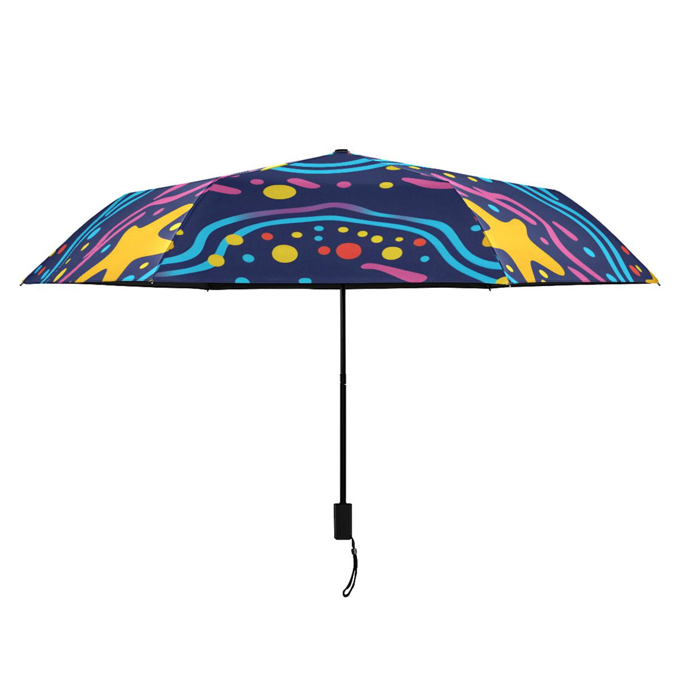 ALAZA Stars on Wave UPF 50+ Compact Folding Umbrella for Rain Travel Umbrella Packable