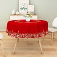 thumbnail image 4 of Duangreer Retro Red Christmas 70''Round Tablecloth, Hand Drawn Xmas Tree Print Waterproof Tablecloths for Party, Dining, Indoor and Outdoor, 4 of 6