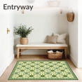 thumbnail image 3 of ODIKA 2'x3' Machine Washable Non-Slip Area Rug, Vineyard Green Geometric Floral Design High Traffic Rug, Ivory, 62034, 3 of 7