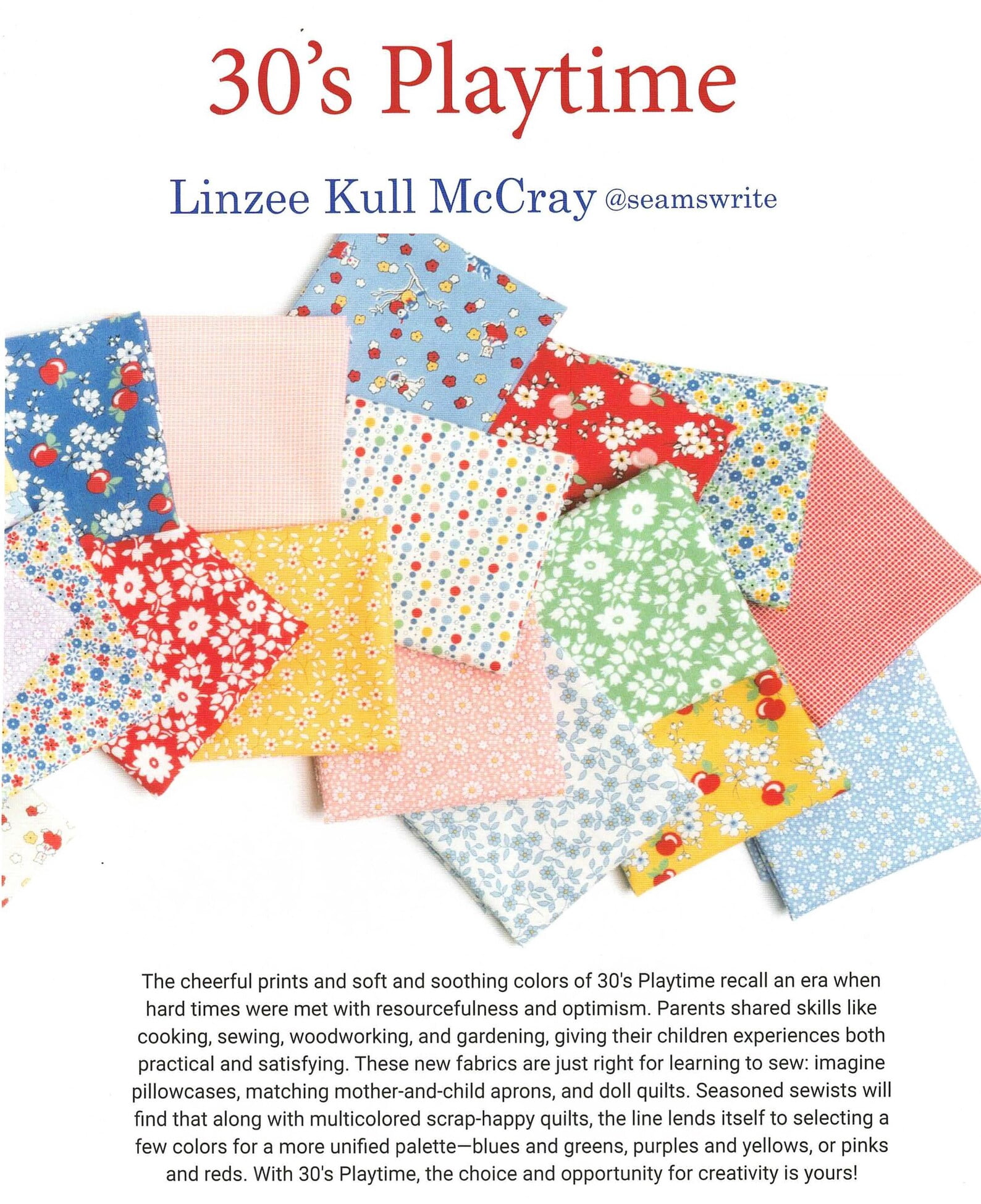 30's Playtime 2025 Layer Cake by Linzee Kull McCray, 42 10-inch Precut Fabric Quilt Squares