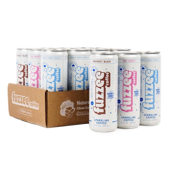 Fuzzee Coffee Sparkling Cold Brew Variety Pack, Lion's Mane Natural Energy, 12 Pack