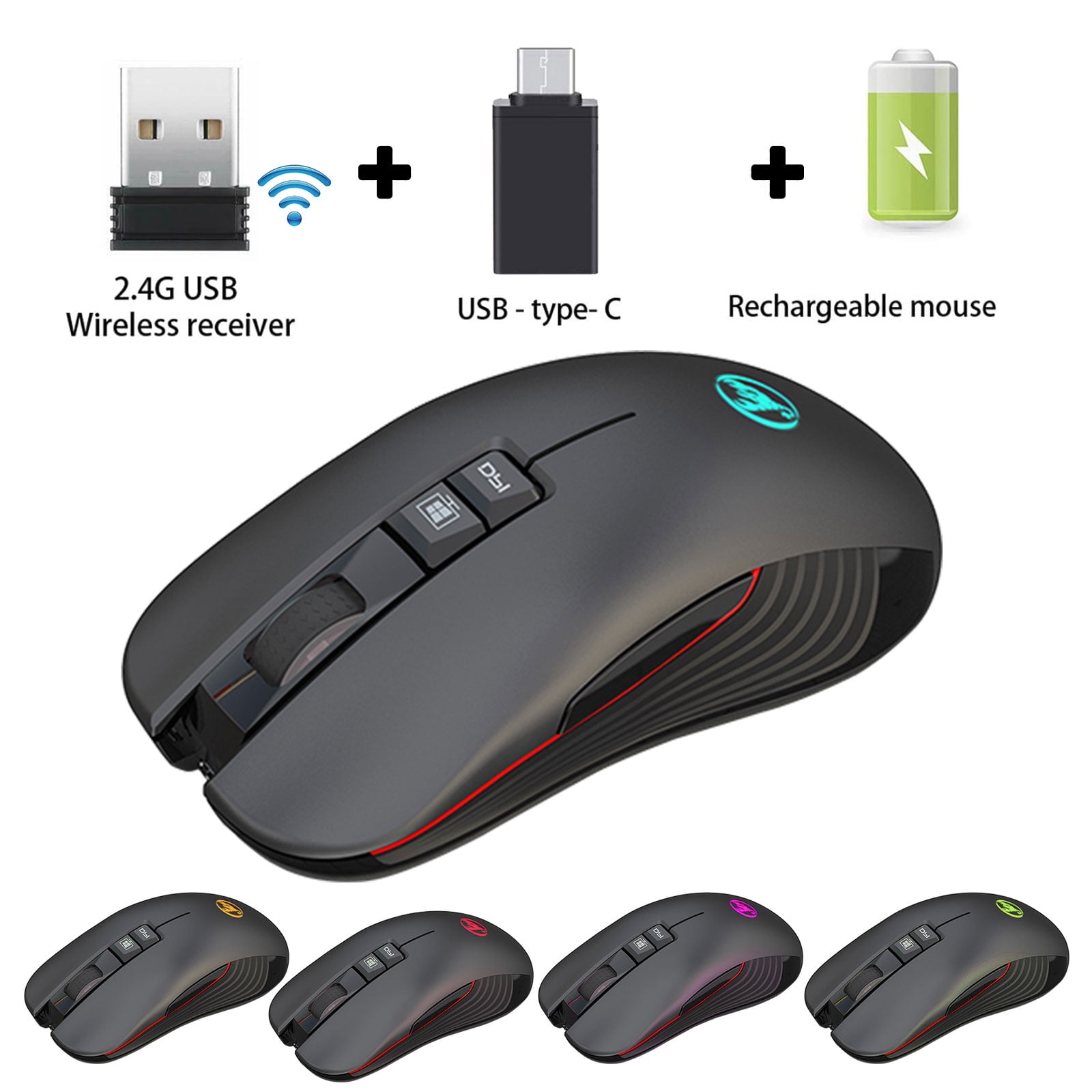 Tenmos M600 Rechargeable Wireless Mouse Silent Click Optical Gaming Mice for PC 