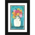 thumbnail image 1 of Shamp, Cindy 20x32 Black Ornate Wood Framed with Double Matting Museum Art Print Titled - Bright Flowers - Teal Background II, 1 of 4