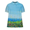 thumbnail image 4 of GaThRRgYP Womens Tops Short Sleeve Casual,Women's Ladies Fashion Casual Cropped Short Sleeve Printing Loose Shirt Blouse Top Sky Blue M, 4 of 5