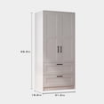 thumbnail image 5 of Wood White Wardrobe Closet with 2 Doors and 2 Drawers，Bedroom Freestanding Armoire Storage Cabinet with Shelves，Wooden Wardrobe Combination for Hanging Clothes, 5 of 6