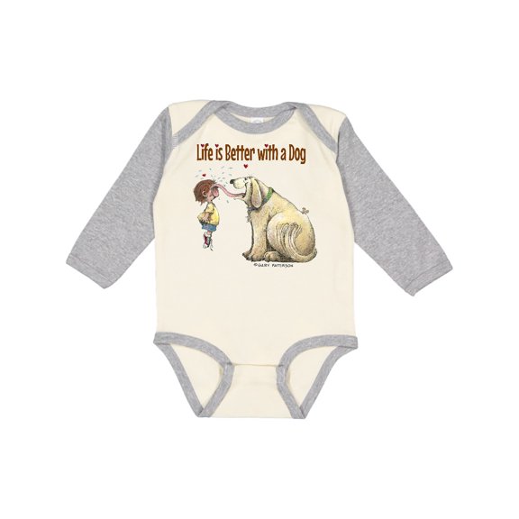 Inktastic Life is Better with a Dog Boys or Girls Long Sleeve Baby Bodysuit