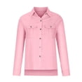 thumbnail image 4 of CAIXIA Women's Casual Long Sleeve Blouse with Pockets Solid Color Shirt Top Comfortable Full Sleeve Design ,Pink, 4 of 5