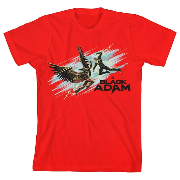 Bioworld Black Adam Movie Character Duel Youth Boys Red T-Shirt-XL