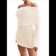 thumbnail image 3 of Vestido Elegante Tipo Suéter de con Hombros Descubiertos para Mujer, Ajustado, de Larga y Crochet Albaricoque S, 3 of 7