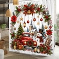 thumbnail image 4 of Red Christmas Shower Curtain,Truck Snowman Winter Holiday Bathroom Curtain 47 x 72 Inch,Polyester Fabric Waterproof Bath Decor with Hooks, 4 of 6
