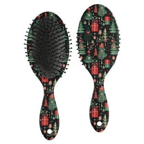 Dark Christmas Tree and Gift Pattern Hair Brush,Girls Detangling Hair Brush,Glide Through Tangles with Ease for Wet & Dry Hair,8.8"X2.8"