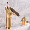 thumbnail image 2 of Estilo de copa de vino, grifo de lavabo, grifo de bronce antiguo, montura de una sola manija Feliz Sencillez, 2 of 5