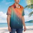 thumbnail image 3 of KLL yellow orange and teal Print Men's Hawaiian Shirt Short Sleeve Button Down Beach Shirts,Large, 3 of 7