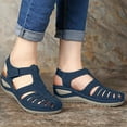 thumbnail image 2 of Penkiiy Woman Summer Casual Sandals Casual Flat Solid Color Loophole Shoes 44 Blue, 2 of 5