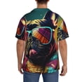 thumbnail image 3 of Gukieu Retro Bulldog Sunglasses Print Men's Short-sleeved Shirts, Button-down Pocket Shirts, T-shirts, Beach Vacation Travel Summer Clothing-Large, 3 of 5