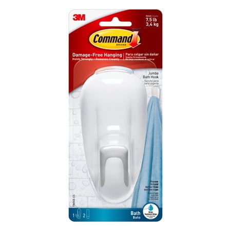 

Command bath hook white large 1 hook 2 strips/pack 3 pack
