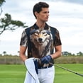 thumbnail image 3 of Gukieu Oil Painting Tribal Wolf Print Men's Quick-drying POLO Shirt, Button-down Summer T-shirt, Suitable for Work and Outdoor Activities-Small, 3 of 6