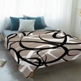 thumbnail image 4 of Brown Geometric Blanket Soft Cozy Warm Twin Blanket for Bed, Plush Fuzzy Flannel Fleece Blankets for Sofa, Vintage Black White Striped Abstract Art Throw Blankets for Couch, Gifts for Men, 60"x80", 4 of 9