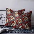 thumbnail image 2 of 24x24 Pillow Covers Set of 2, Red Boho Botanical Throw Pillow Covers Decorative Couch Cushion Case, Southwestern Retro Leaves Ethnic Tribal Microfiber Square Pillowcases for Bedroom Car Living Room, 2 of 7