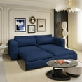 thumbnail image 6 of 93" King Pull Out Sofa Bed, Teddy Sleeper Sofa Couch, Modern Wide Armrest, 3 in 1 Convertible Futon Couches for Living Room, Small Space, Apartment, Office, Bedroom, Blue, 6 of 11