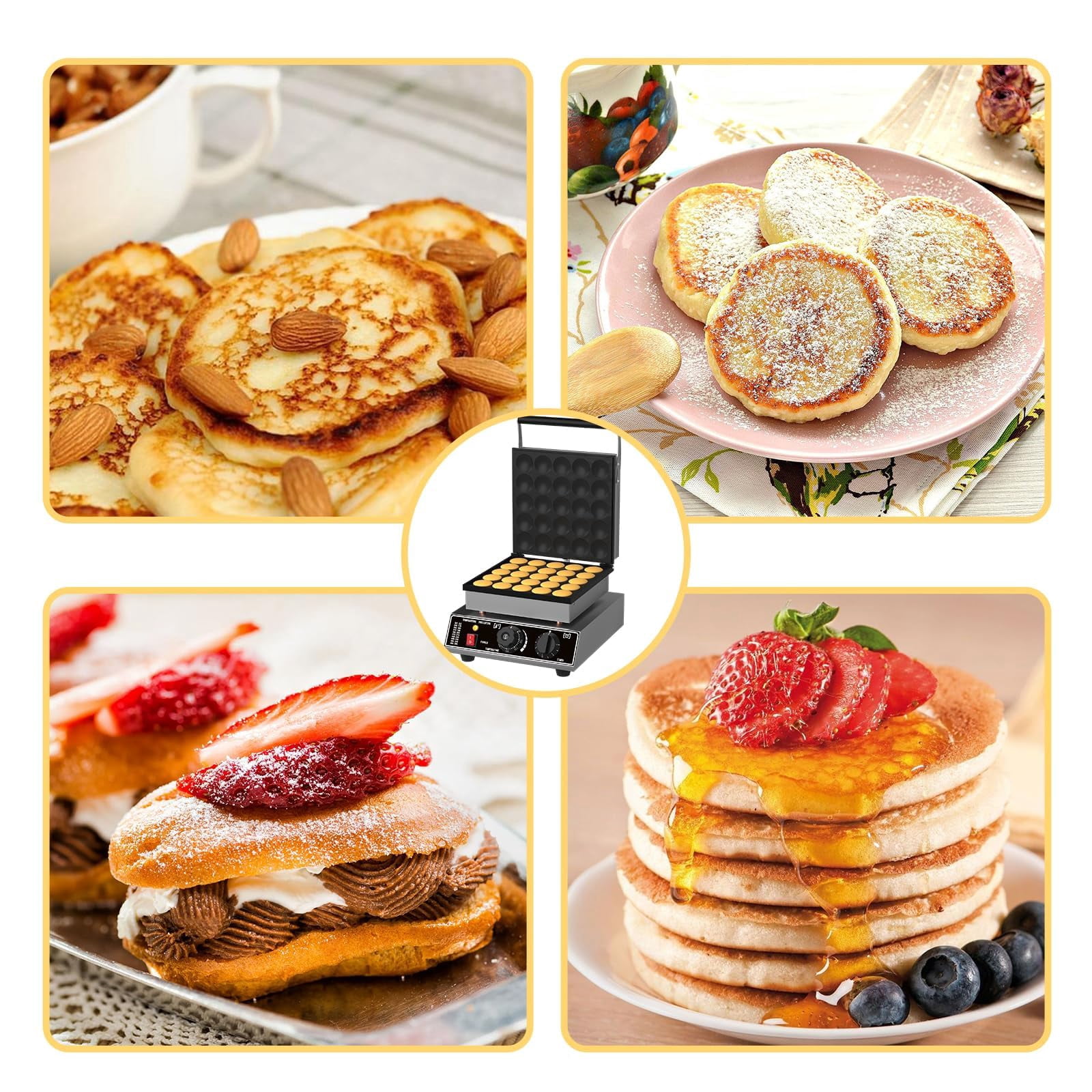 25 PCS Mini Waffle Maker Machine,1750W Stainless Steel Electric Nonstick Pancake Maker Machine, for Home and Restaurants