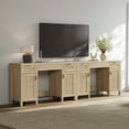 thumbnail image 6 of SICOTAS 52" Rattan Computer Desk with 3 Drawers & 2 Storage Cabinets, Boho Executive Desk Set of 2, Modern Writing Desk for Home Office Bedroom, Light Oak, 6 of 10