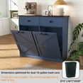 thumbnail image 3 of Farmhouse Blue Double Tilt Out Trash Cabinet for 20 Gallon Trash Cans, Free Standing Recycling Cabinet with Hideaway Drawer, Barn Door Style Laundry Sorter Cabinet, Tilt Out Trash Cabinet for Kitchen, 3 of 5