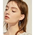 thumbnail image 3 of PYNZY Dangling Earrings for Women Bridal Earrings for Wedding Delicate Leaf Plated White Gold Long Earrings, 3 of 6