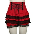 thumbnail image 2 of Roncen Women's Lolita Gothic High Waist Shorts - Lace-up Ruffle Bloomer with Layered Lace Trim & Elastic Waistband for Halloween, 2 of 4