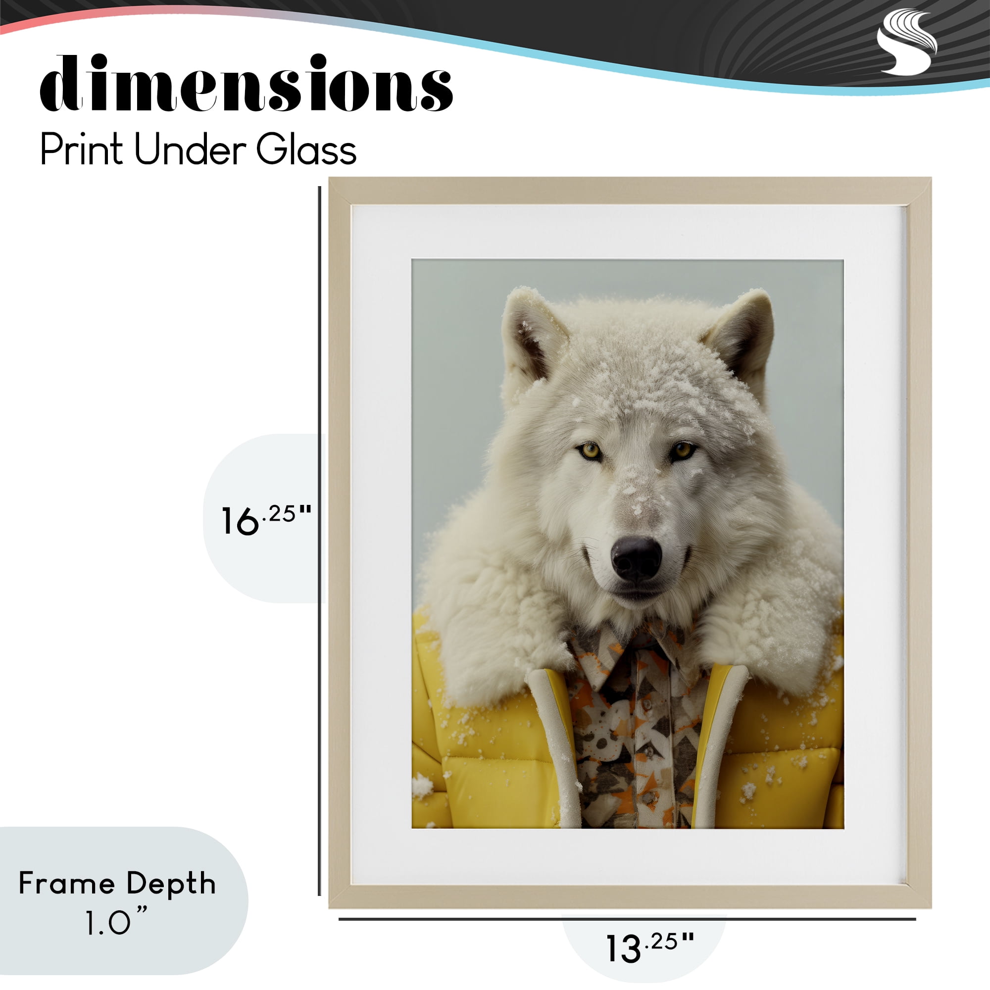 Stupell Industries Snow Wolf Yellow Jacket Birch Framed Print Under Glass, design by Ray Powers