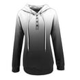 thumbnail image 4 of Titcea Hoodies for Women V-Neck Gradient Printed Oversized Drawstring Buttons Long Sleeve Hoodie with Pockets Loose Casual Pullover Sweatshirt, 4 of 6
