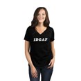 thumbnail image 2 of IDGAF I Don't Give A F*CK Women's Fashion Relaxed V-Neck T-Shirt Tee Heather Black X-Large, 2 of 5