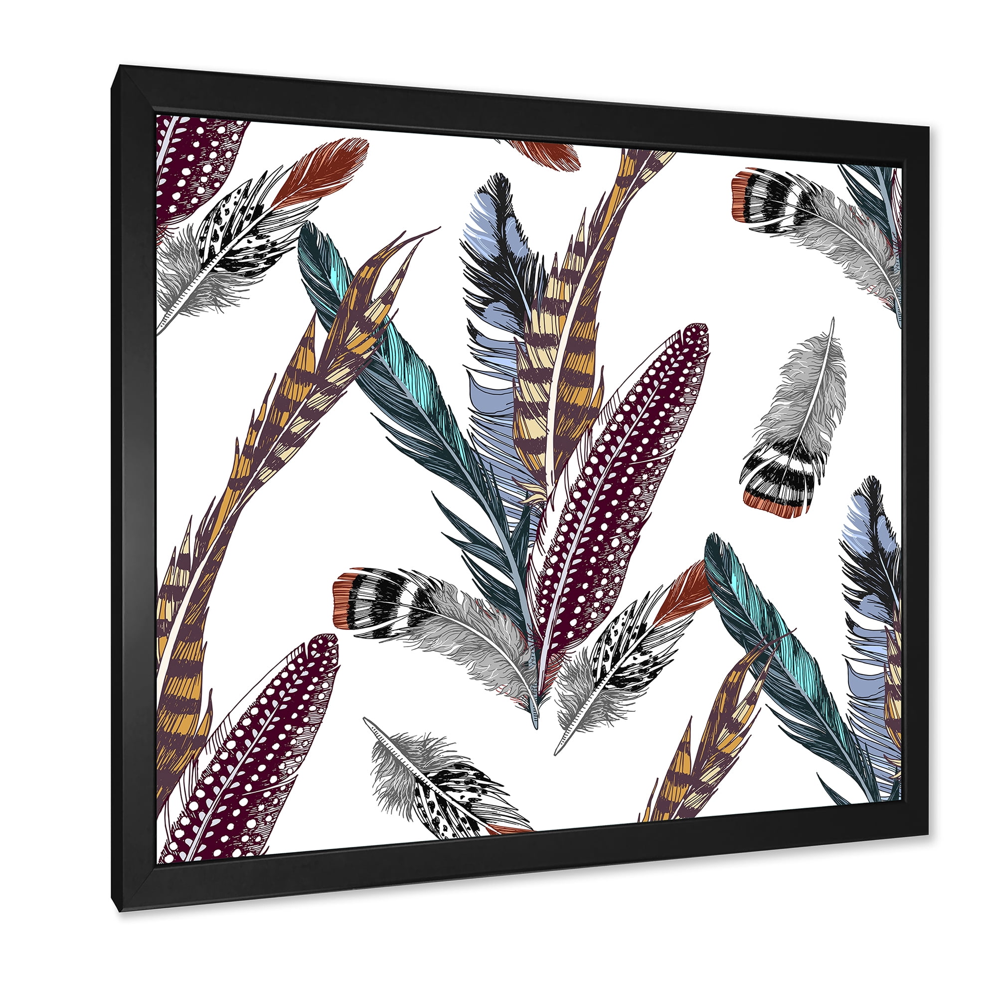 Designart 'Colourful Boho Art Feather Set V' Bohemian & Eclectic Framed Art Print