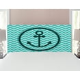 thumbnail image 1 of Anchor Headboard, Horizontal Zig Zag Pattern Background Anchor Image Circle Shape Medallion, Upholstered Decorative Metal Bed Headboard with Memory Foam, Full Size, Dark Green Turquoise, by Ambesonne, 1 of 4